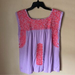 J. Marie The Kylie Floral Embroidered Tank in Lavender and Pink